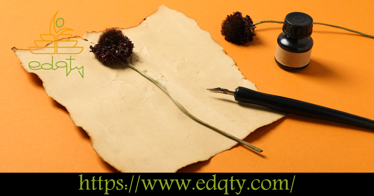 Vintage paper, ink bottle, and fountain pen symbolizing creativity and storytelling in creative writing
