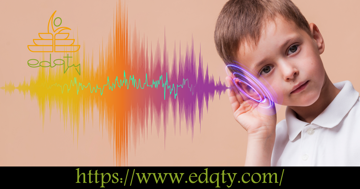 A young boy attentively listening with a visual soundwave effect symbolizing the cognitive impact of audio learning in education