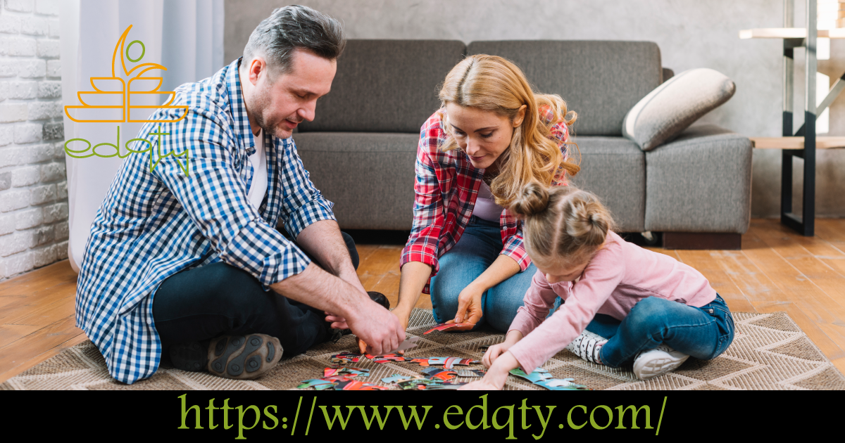 A family solving a jigsaw puzzle boosting spatial reasoning and problem-solving skills