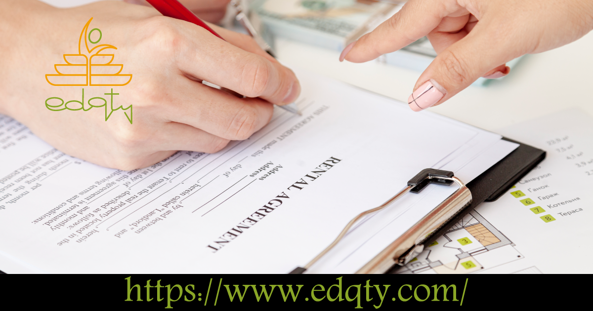 Close-up of a person signing a rental agreement with financial documents symbolizing the process of securing accommodation and deposits