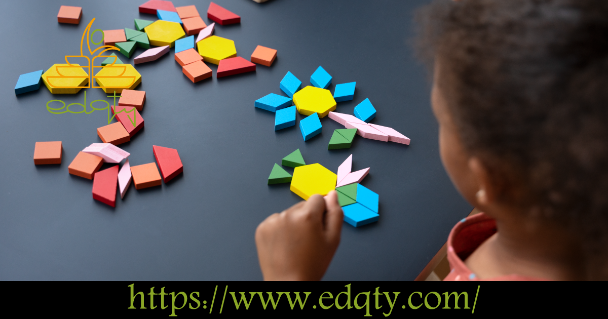 A child matching colored shapes enhancing logical reasoning skills
