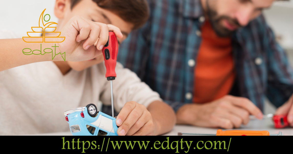 A child repairing a toy demonstrating problem-solving and persistence in cognitive development