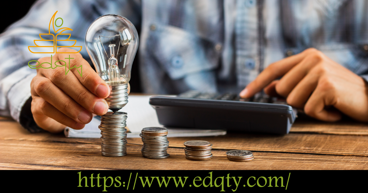 A person calculating expenses with stacked coins and a light bulb symbolizing smart budgeting strategies for study abroad housing