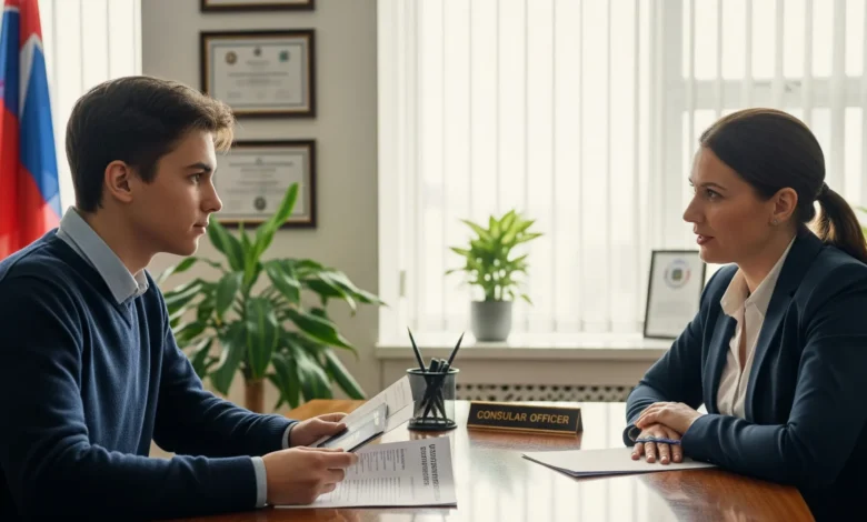 What type of questions are asked in a student visa interview?